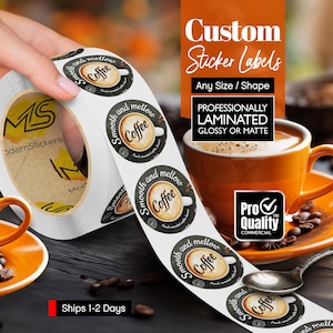 Custom Labels Stickers On A Roll | We Print Your Design | Glossy Or Matte Waterproof Lamination | Free Print Proof | Ships 1-2 Days