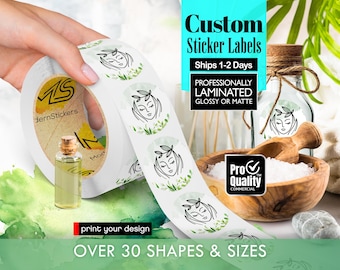 Custom Labels Printed On A Roll | We Print Your Design | Glossy Or Matte Waterproof Lamination | Free Print Proof | Ships 1-2 Days