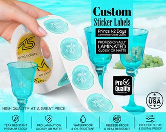 Custom Stickers Custom Labels On A Roll | We Print Your Design | Glossy Or Matte Waterproof Lamination | Free Print Proof | Prints 1-2 Days