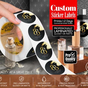 Custom Stickers Labels Printed On A Roll | We Print Your Design | Glossy Or Matte Waterproof Lamination | Free Print Proof | Prints 1-2 Days
