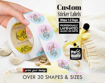 Roll Labels Stickers Custom | We Print Your Design | Glossy Or Matte Waterproof Lamination | Free Print Proof | Ships 1-2 Days
