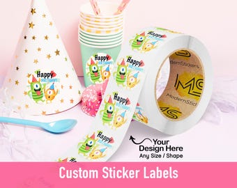 Custom Birthday Stickers | Birthday Stickers Printed On A Roll | We Print Your Design | Waterproof | Free Print Proof | Ships 1–2 Days