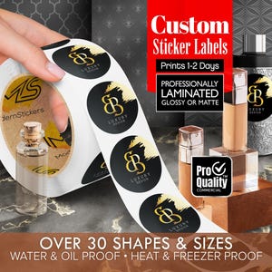 Custom Stickers Labels Printed On A Roll | We Print Your Design | Glossy Or Matte Waterproof Lamination | Free Print Proof | Prints 1-2 Days