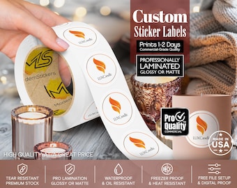 Custom Roll Labels Stickers | We Print Your Design | Glossy Or Matte Waterproof Lamination | Free Print Proof | Prints 1-2 Days