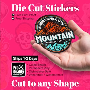 Die Cut Stickers | Your Design Cut to any Shape | Waterproof | Dishwasher Safe | Permanent Weatherproof Vinyl | Free Proof Before Printing