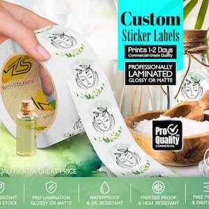 Custom Labels Printed On A Roll | We Print Your Design | Glossy Or Matte Waterproof Lamination | Free Print Proof | Prints 1-2 Days