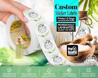 Custom Labels Printed On A Roll | We Print Your Design | Glossy Or Matte Waterproof Lamination | Free Print Proof | Prints 1-2 Days