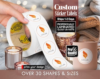 Custom Roll Labels Stickers | We Print Your Design | Glossy Or Matte Waterproof Lamination | Free Print Proof | Prints 1-2 Days