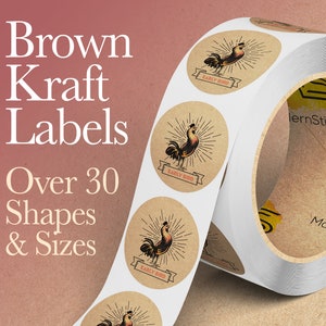 Brown Kraft Custom Labels/Stickers On A Roll: We Print Your Design! | Premium Brown Kraft (Paper Labels) Free Proof Before Printing