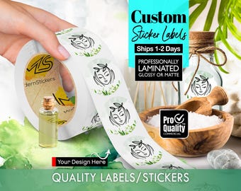 Custom Labels Printed On A Roll | We Print Your Design | Glossy Or Matte Waterproof Lamination | Free Print Proof | Ships 1-2 Days