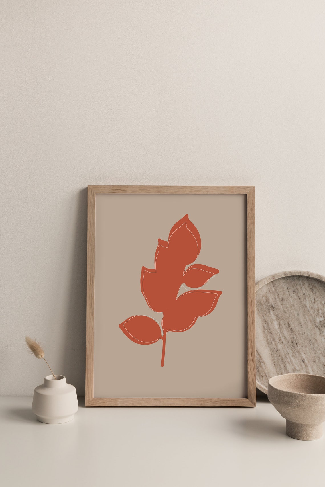 Leaf Print Abstract Modern Art Plant Decor Leaf Wall Art Etsy