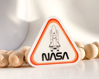 NASA Worm Rocket Sticker | Retro NASA Laptop Sticker, Water Bottle Sticker, Phone Sticker