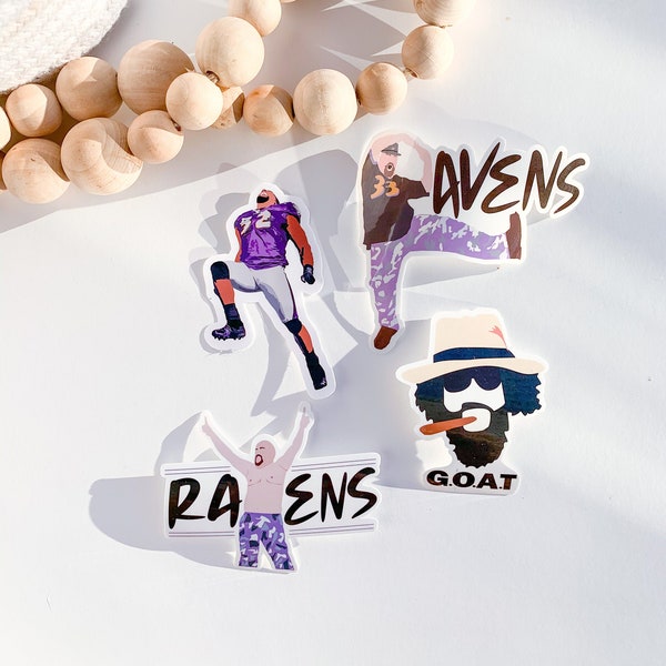 Baltimore Ravens Sticker Set | Waterproof Stickers for Laptops, Water bottles and Phones| Ray Lewis, Ed Reed and Real Fan Dan Stickers