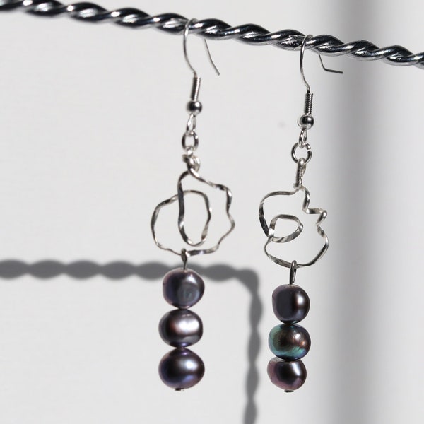 Black Pearl Earrings Etsy