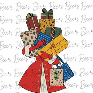 Vintage Christmas Presents Shopping ornament file svg, Cricut cut file, sublimation, png