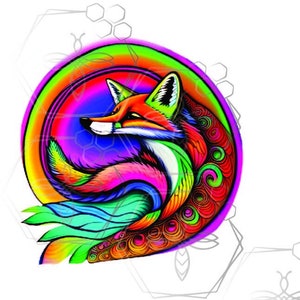 Sublimation Fox, Vivid Colors, artwork, Fall PNG PDF Digital download