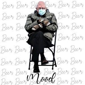 Bernie Sanders Mood PNG Mittens Inauguratie Dag Sublimation Digital PNG