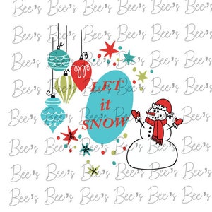 Vintage Christmas Let it Snow snowman Presents Shopping ornament file svg, Cricut cut file, sublimation, png