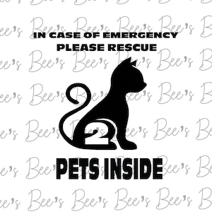 緊急の場合はペットを室内に救出してください 2 匹の猫 svg、Cricut カット ファイル、昇華、png