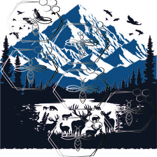 Mount Denali , Northern Wild life, Bear Moose, Deer, digital download PNG PDF SVG Sublimation cricut cameo silhouette
