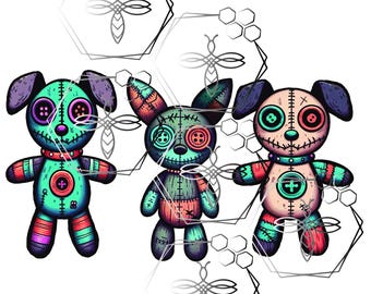 Voodoo Doll Family, Karma,Halloween, Tick or treat, haunted house, Vivid Colors, artwork, PNG PDF Digital download Sublimation, DTF