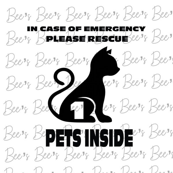 In Case of emergency pets inside please rescue 1 Cat svg, Cricut cut file, sublimation, png