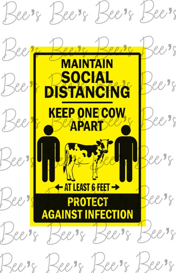 Sechs Fuß auseinander Svg soziale Entfernung Svg Png Kuh | Etsy