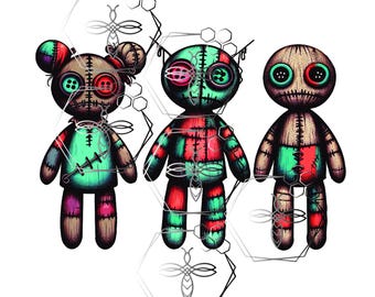 Voodoo Doll Family, Karma,Halloween, Tick or treat, haunted house, Vivid Colors, artwork, PNG PDF Digital download Sublimation, DTF