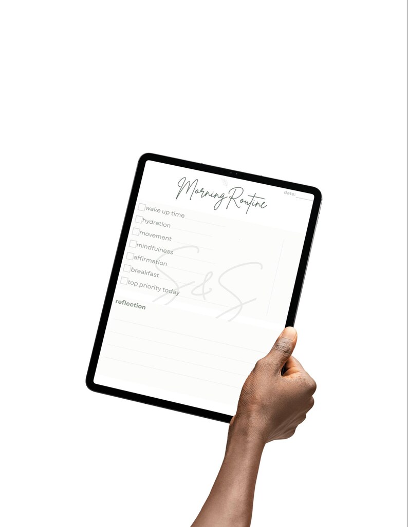 Daily Routine Tablet Morning Routine Planner Printable | Daily Wellness Checklist | Minimal ...