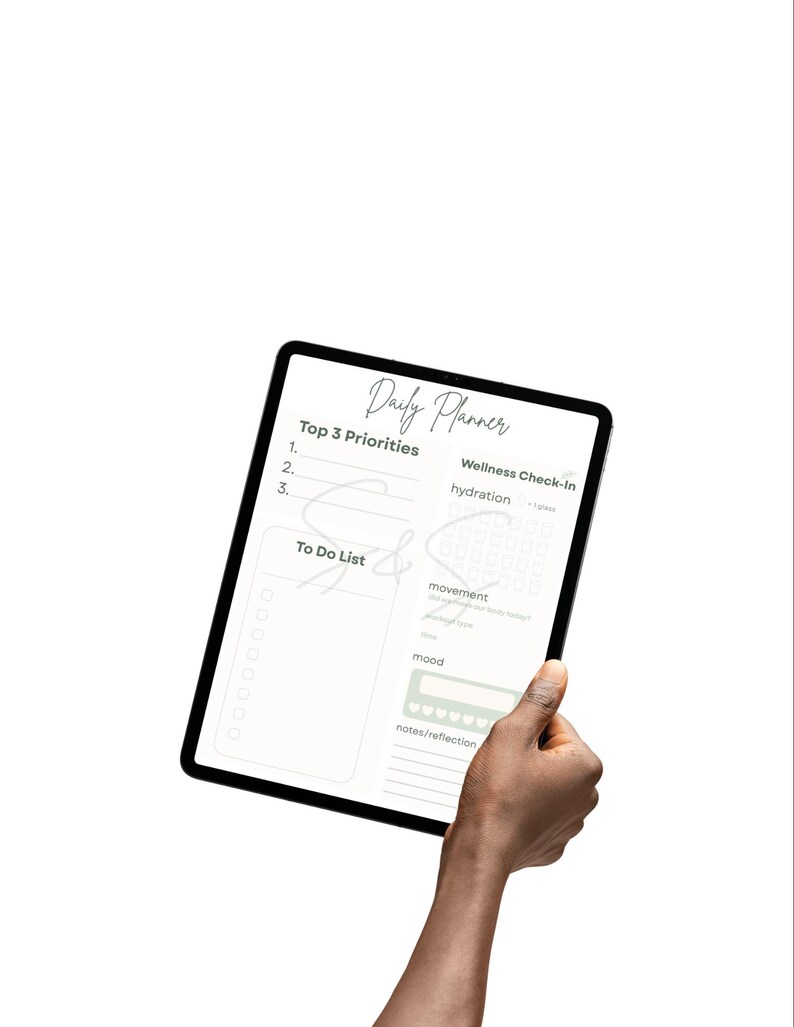 Hand Notes Layout Priorities Minimal Daily Planner Printable | Undated Daily Planner for Focus ...