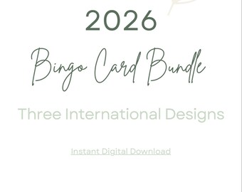 Paquete de tarjetas de bingo 2026 / 3 plantillas de objetivos mínimos para el año / Imprimible para una vida con propósito / Descarga digital de estética Sage
