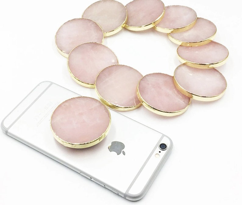 Rose Quartz Pop Socket Natural Gemstone Popsocket for Phone Etsy