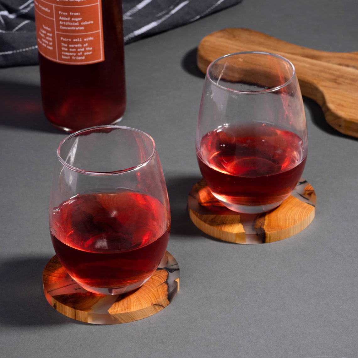 Wood Epoxy Resin Drink Coasters Round Coasters Set of 6 Etsy