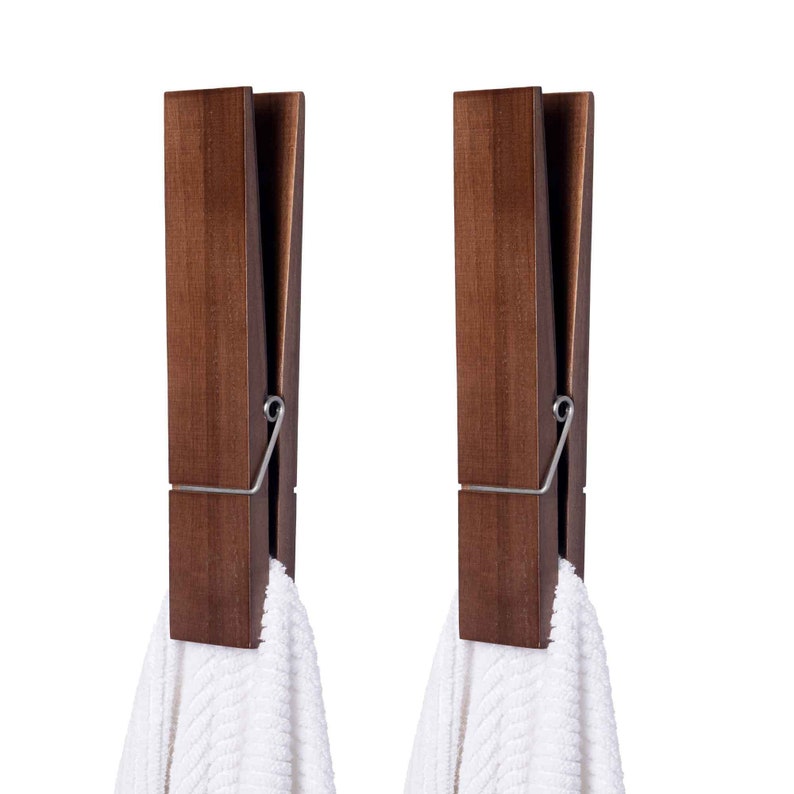 Jumbo Clothespin Bathroom Towel Holder 2 Pack Giant Wooden Etsy
