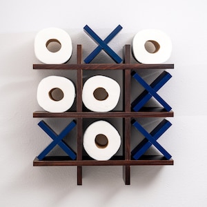 Toilet Paper Holder Tic Tac Toe Design, Bathroom Toilet Paper Storage, Wall Mounted Wooden Toilet Paper Holder, Bath Room Decor Organization