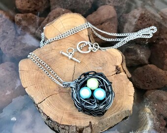 Labradorite Bird Nest Necklace