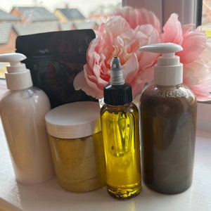 Wholesale! 6 Chebe Growth Set includes chebe butter ,shampoo,conditioner,herbal growth oil and chebe butter(Private Labels )6 Unit (24pcs)