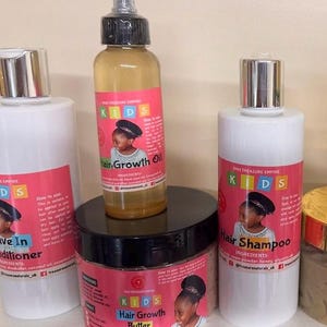 Kids Hair Growth Set :Hair Growth Butter +Kids hair growth oil +Kids Honey and black soap Shampoo+Leave in Conditioner