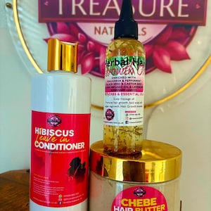 Wasverzachterset: Chebe-haarboter, conditioner en haargroeiolie laten zitten