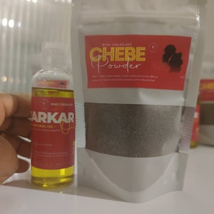 Poudre de Chebe 100 g + HUILE DE KARKAR 100 ml Poudre tchadienne du Tchad Vidéos de Miss Sahel et de ses dames