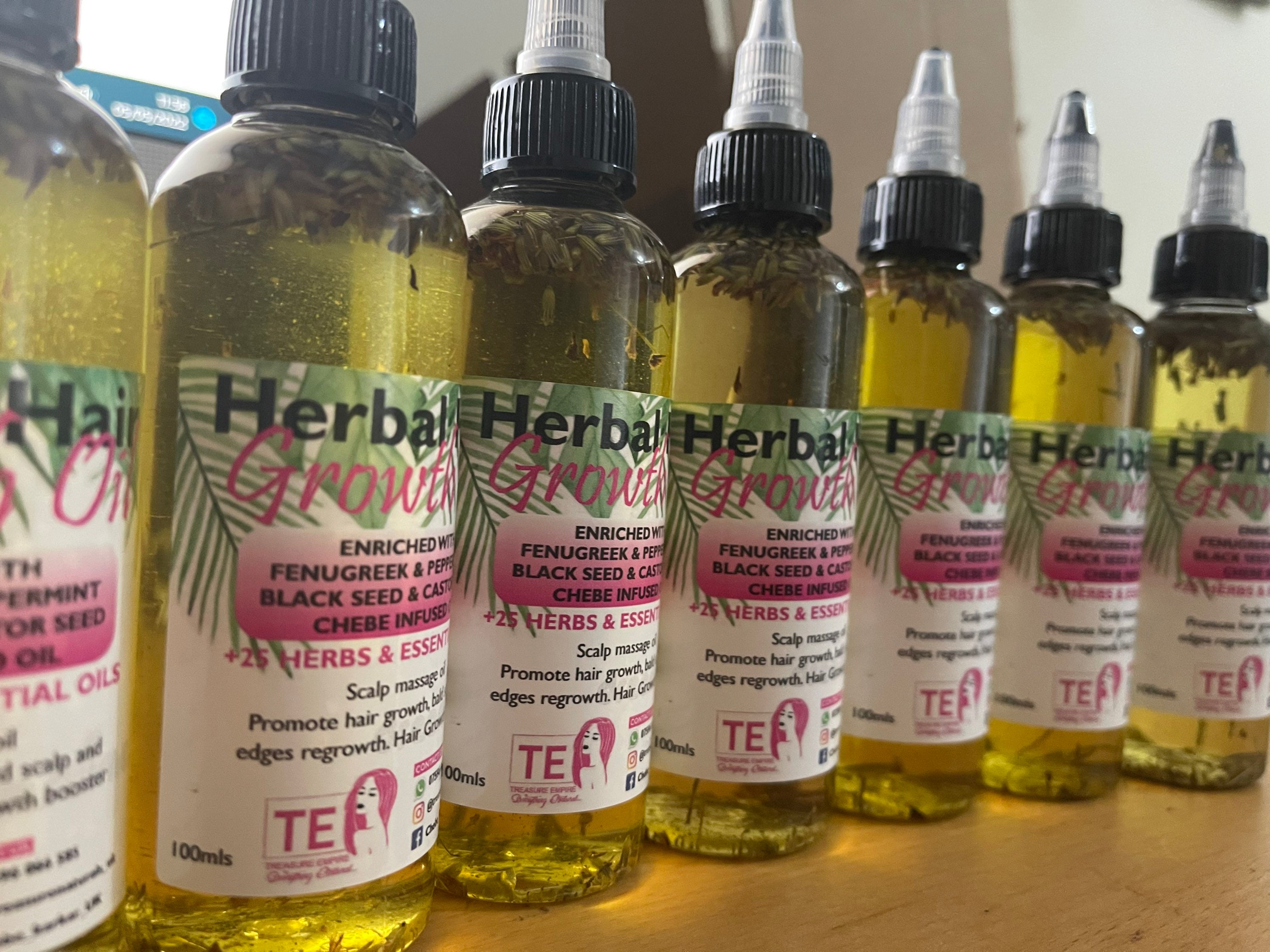 Herbal Hair Growth Oil /Chebe infused  Hair Oil enriched with Fenugreek ,black seed,Aloe Vera and Peppermint oils plus herbs