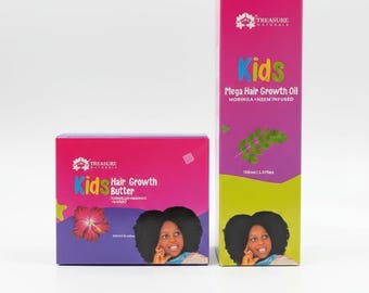 Kids Hair Growth Butter & Oil Set: Moringa, Neem, Hibiscus, Mango Infused