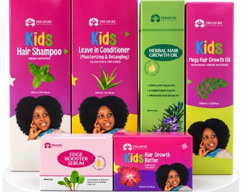 Kids Hair Growth Set 6-in-1 | Hair Growth for Natural Hair Care Bundle for Kids | Moisturising, Detangling & Growth Booster