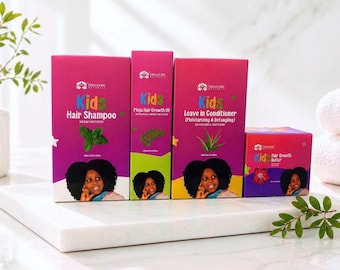 Kids Hair Growth Set: Butter, Oil, Shampoo, Conditioner (Chebe, Neem Infused)