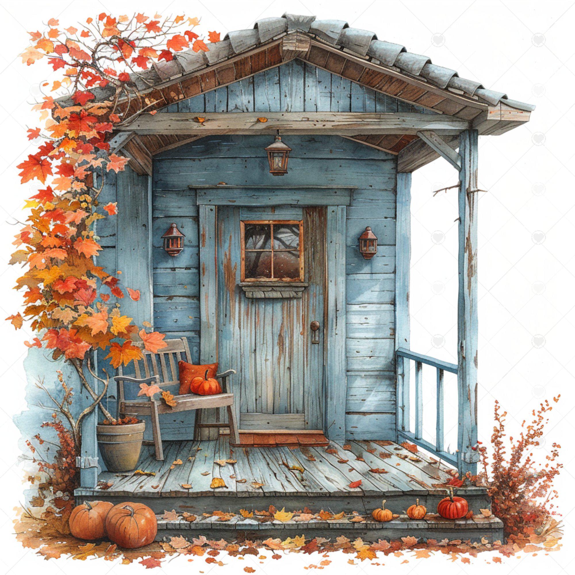 Autumn Porch Clipart Bundle Digital Download Scrapbook Supply Fall ...