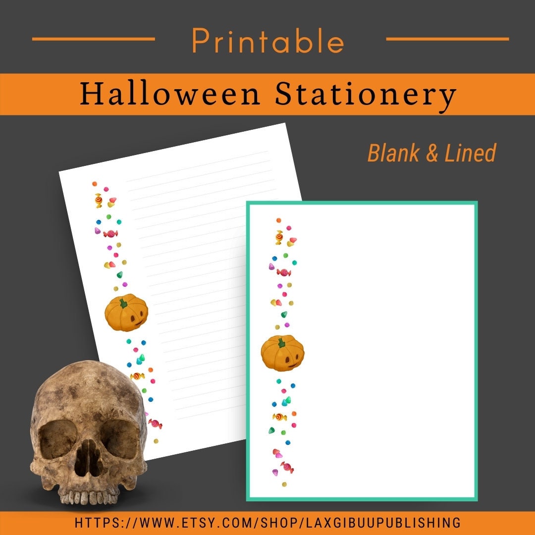Halloween Stationery, Printable Stationery Paper, Letter A4 Card Size ...