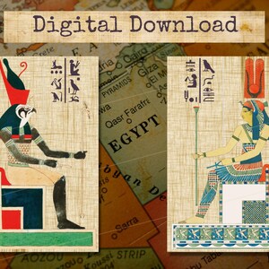 Egyptian Art and Hieroglyphs 6 Bookmarks on Papyrus Paper, Instant ...