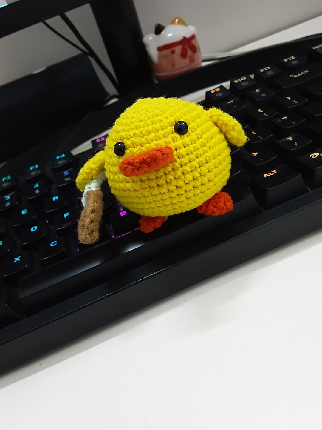 Duck With Knife Toy,duck With Knife Keychain,crochet Duck With Knife