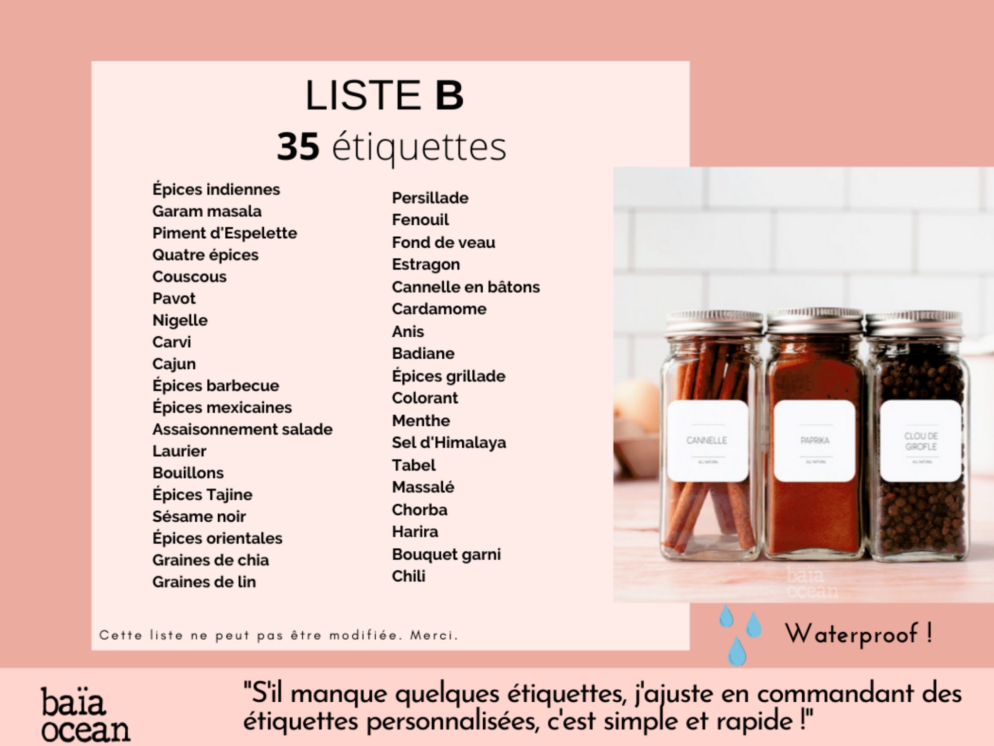 autocollant,Étiquette autocollante pour épices françaises, décoration  transparente, étanche à l'huile,etiquette cuisine,etiquettes epices