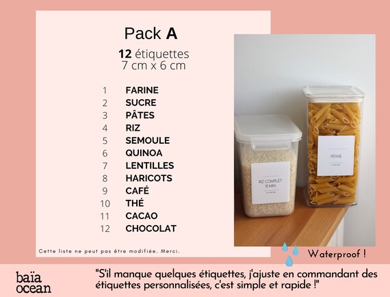 Étiquettes personnalisées pour pot à épices Country Kitchenstyle moderne &  minimaliste pour organisation cuisine Carré / Baia ocean -  France